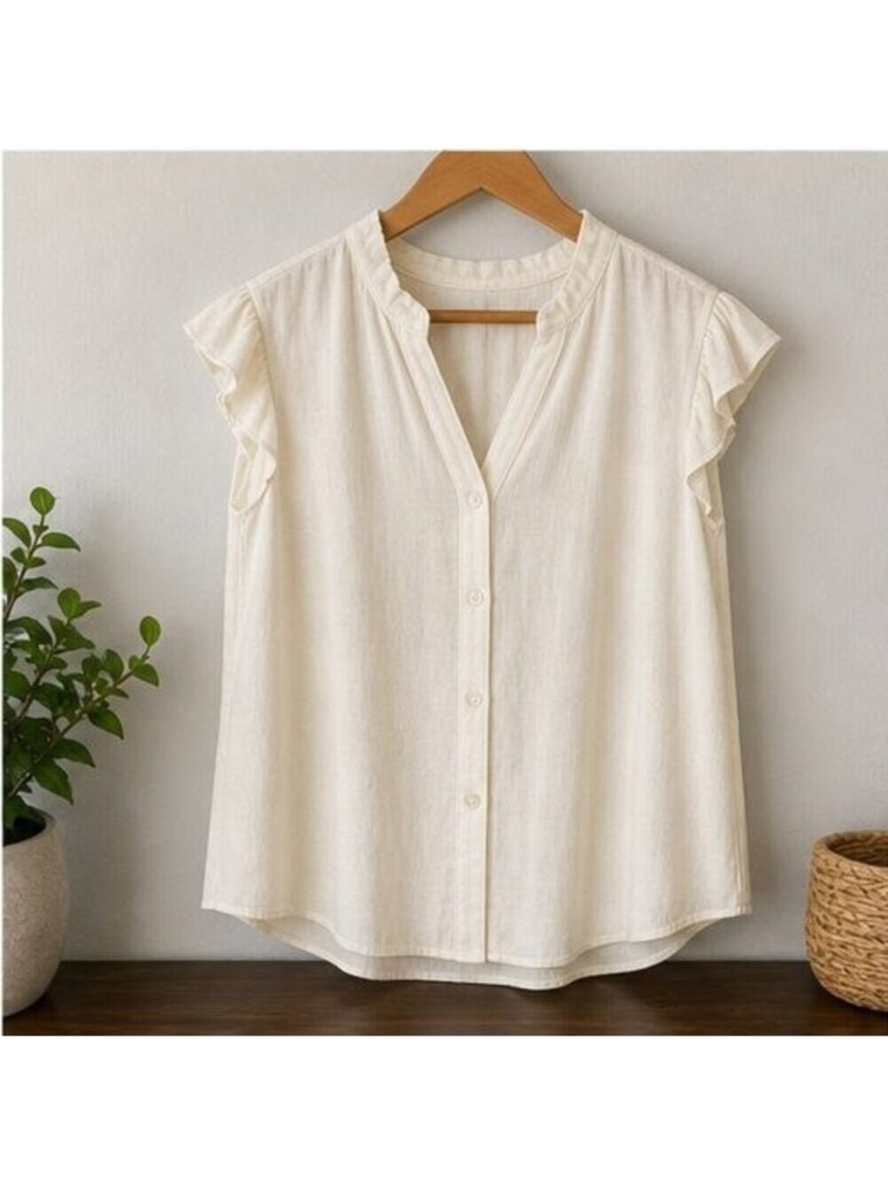 Cream Ruffle Blouse